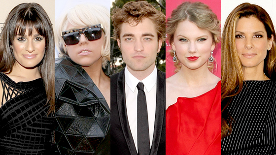 Lea Michele, Lady Gaga, Robert Pattinson, Taylor Swift, Sandra Bullock Lea Michele, Lady Gaga, Robert Pattinson, Taylor Swift, Sandra Bullock